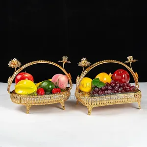 Luxury Gold Oval Serving Tray Fruit Basket