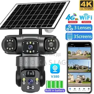 3 Lens 360 Degrees Rotation Solar Powered CCTV Security Camera