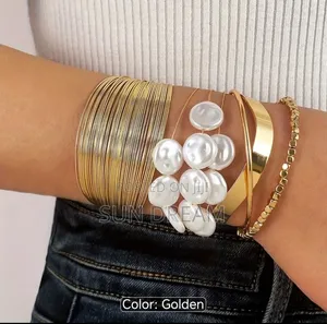 Birthday Gift Set Bangles Woman Golden Bangle Lady Gift Bracelets