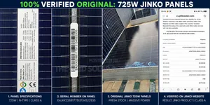 100% Original 725W Jinko Solar Panel (N-Type, Class A)