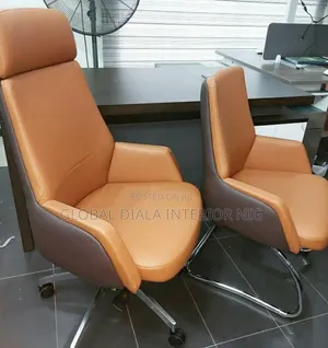 Dual-Tone Tan and Brown Executive Swivel Chair Set