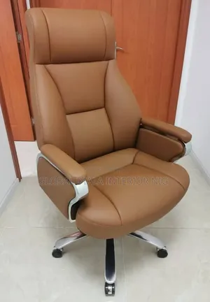 Brown High-Back Leather Executive Office Chair