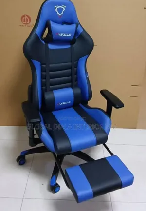 Furgle Gaming Chair Features a Blue and Black Leatherette Design