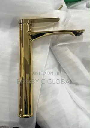 Long Round Gold Basin Mixer