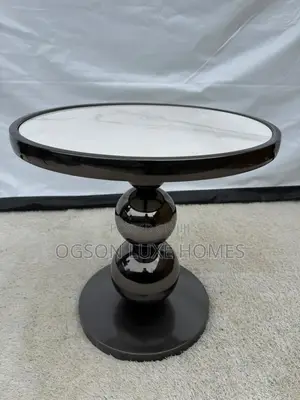 Simple Unique Metal Side Table With Marble Top