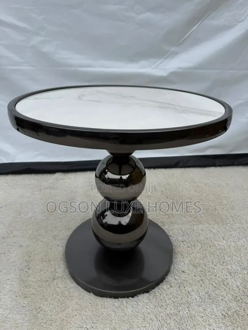 Simple Unique Metal Side Table With Marble Top