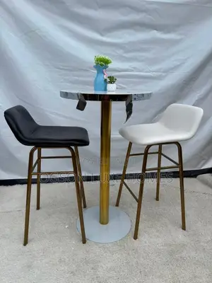 Gold Leg Bar Table With Two High Bar Chair