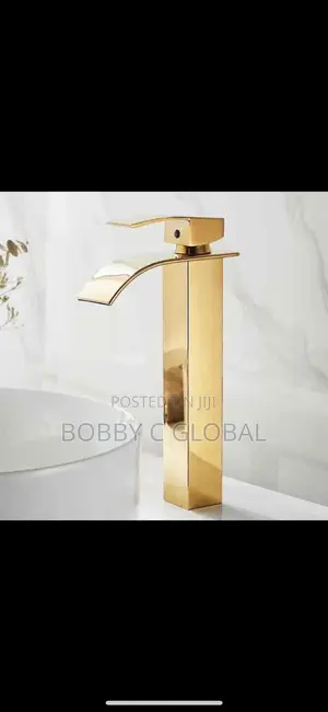 Long Square Gold Basin Mixer Tap