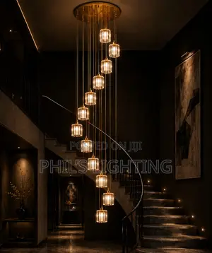 Staircase Long Chandelier Loft Duplex Light Luxury Crystal Lamp