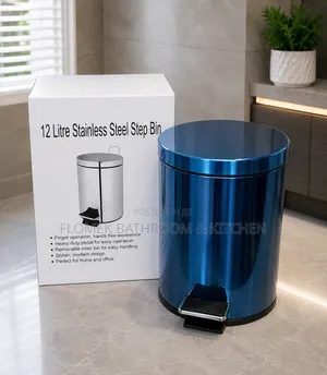 12L Stainless Steel Step Bin | Premium Blue Pedal Dust Bin