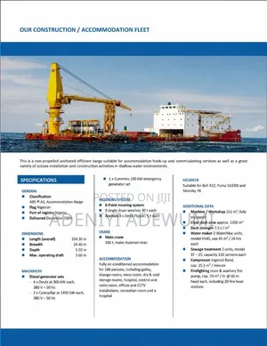 Accommodation Barge for Lease in Nigeria