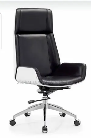 Black and White PU Leather Swivel Office Chair