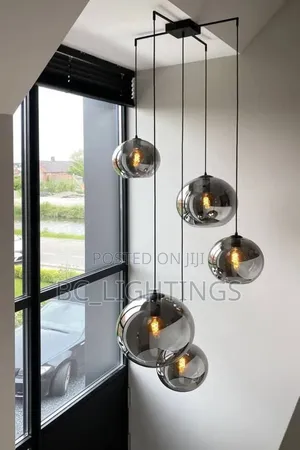 Smoke Gray Glass Home DecorationIndoor Hanging Staircase Light 5glass