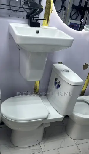 Water Closet With Wall Hung Basin and Stand