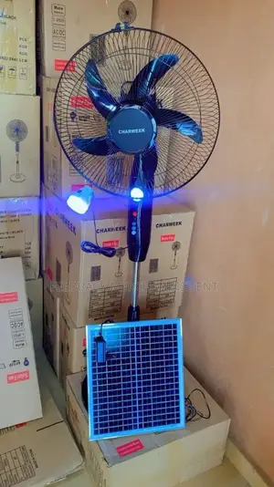 Charweek Rechargeable Standing Fan "16" Inches With Solar Panel