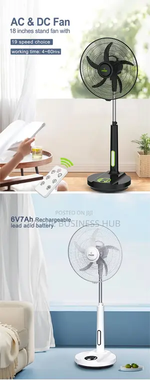 TRANSPARENT 18 Inch Solar Rechargable Fan (RFS1802)
