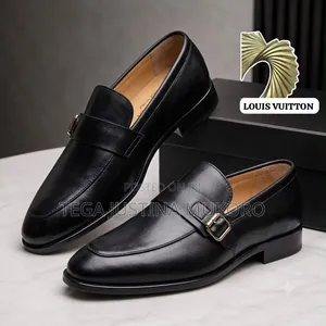 Pure Leather Louis Vuitton Buckle Closure Flat Shoes