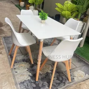 Square White Dining Set With Wooden Legs