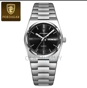 Men's Wristwatch Stainless Steel Silver Black Face