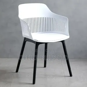 Polypropylene Plastic Dinning Chair With Fabric Top - All White