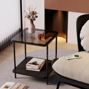 Modern 2-Tier Tempered Glass Side Table – Bedside Nightstand End Table