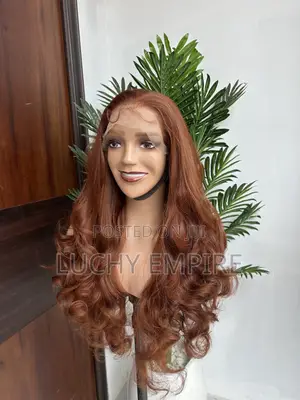 65,000 Human Hair Blend HD Frontal Wig – Ginger Color | Soft Full
