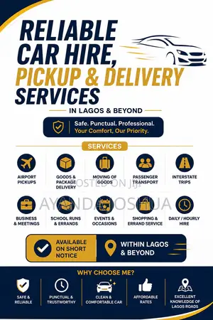 Reliable Car Hire, Pickup Delivery Services in Lagos