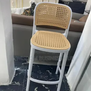 White Cane Back Bar Stool