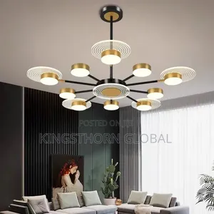 Modern 10-Light Black Gold LED Chandelier Ceiling Light