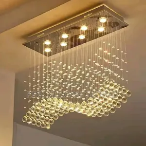 Modern Crystal Wave Chandelier LED Ceiling Pendant Light