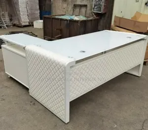 White L-Shaped Executive Desk