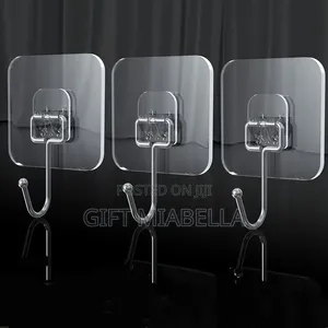 12 Pics of Wall Adhesive Waterproof Transparent Hook for Kitchen