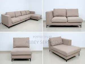 L-Shaped Sofa (Beige Fabric) - Pre-Owned
