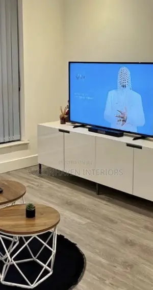TV Down Cupboard and Center Stool