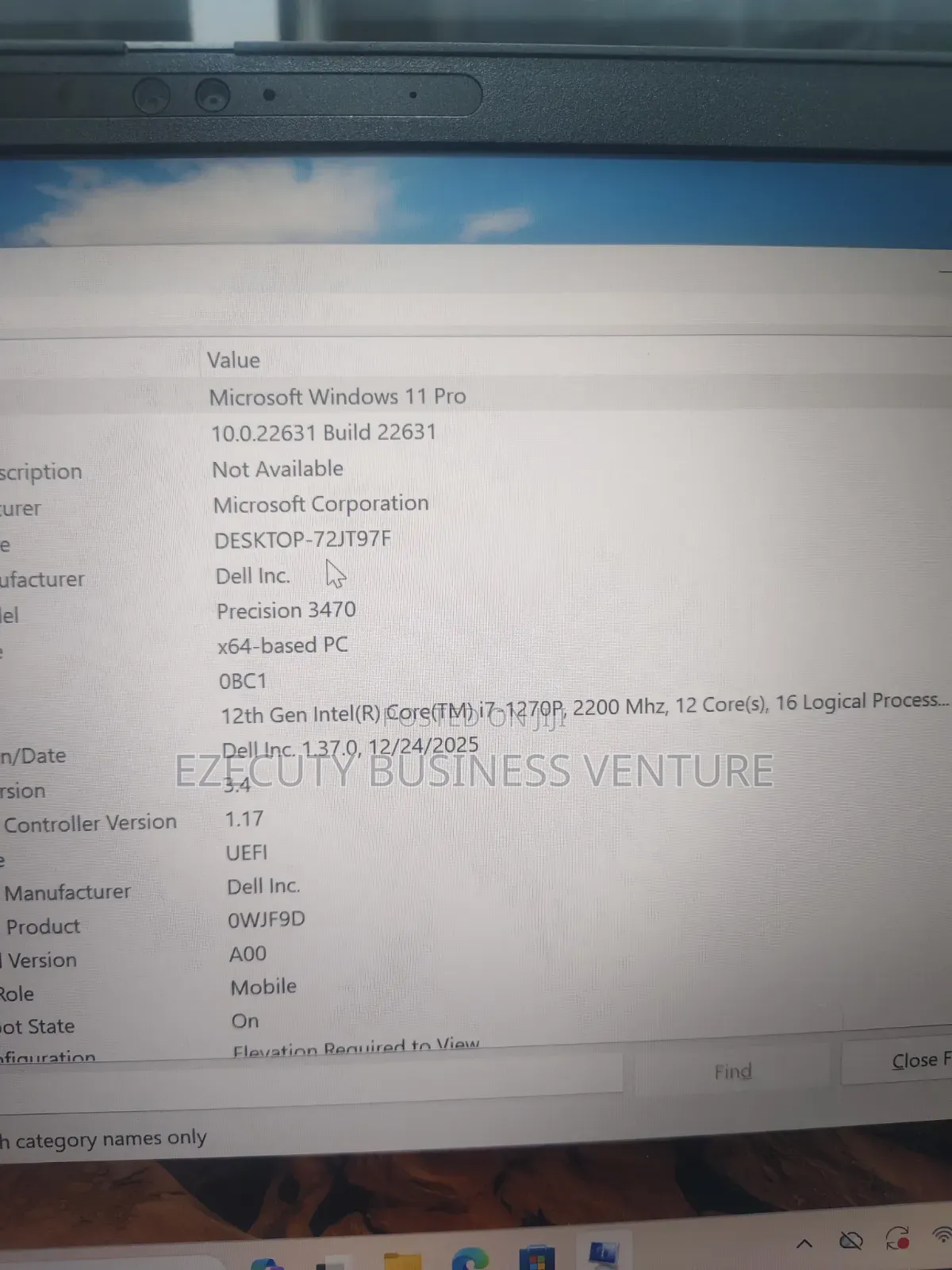 Laptop Dell 8GB Intel Core i7 SSD 256GB