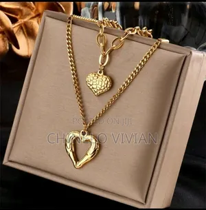 Set of Two Stainless Steel Heart Pendant Necklaces