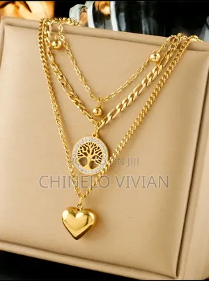 1 Set Life Tree Rhinestone Heart Pendant Necklace