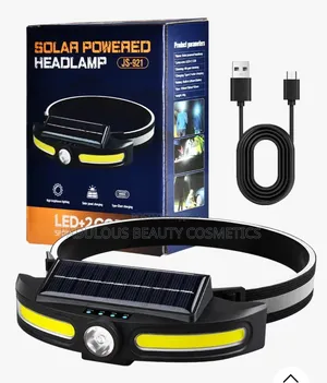 Solar Powered Waterproof Headlamp - USB Rechargeable Dual Light Source