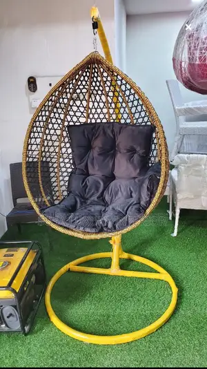 Premium Luxury Yellow Hanging Swing Chair With Black Cushion