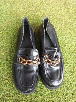 Black Leather Slip on Shoes