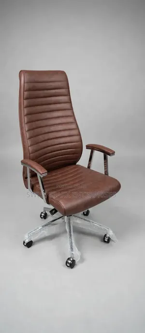 Modern HighBack Ribbed Leather Office Chair Executive Swivel Chair