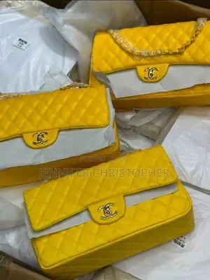 Luxury Yellow Quilted Chanel Chain Handbag