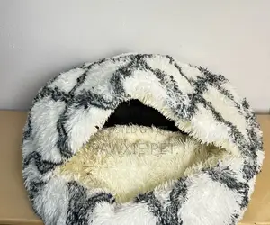Donut Long Fur Bed With Hood 80cm (L)