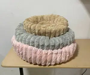 Donut Short Fur Bed With Stripe 50cm (S)