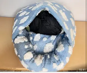 Flower/Check Design Short Fur Bed With Hood 50cm(s)