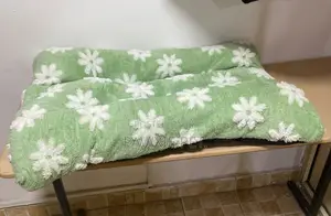 Flower/Check Design Short Fur Straight Bed 80cm