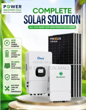 6KW DEYE Inverter With 10KWH Sumry Lithium Ion Battery Solar Solution