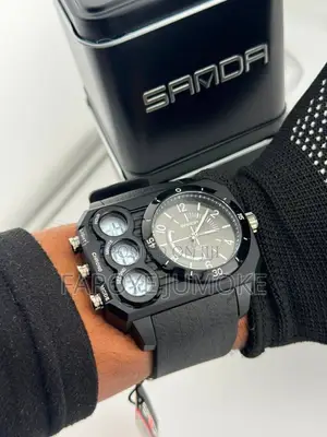SANDA Luxury Men’s Analog Digital Leather Wristwatch