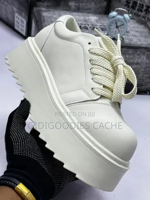 White Chunky Platform Lace-Up Sneakers Size 40-46