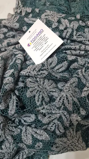Green Lace With Floral Grey Design